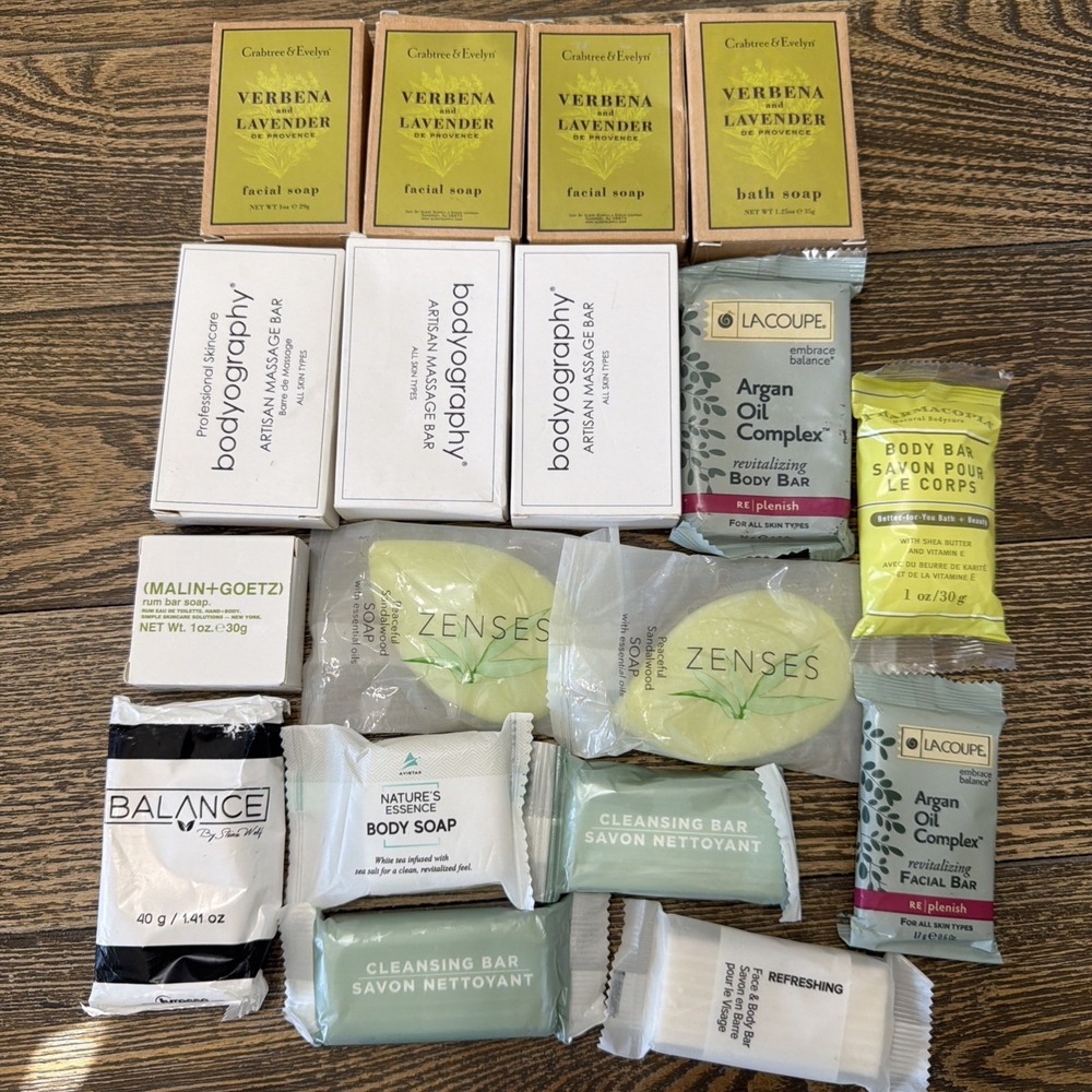 Lot of 18 Hotel Soap Bars Mixed Brands Travel Size Fancy Guest Bathroom Gym